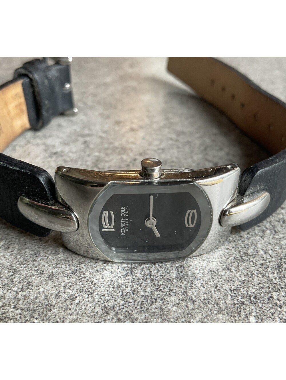 Kenneth Cole Womens Tank Style Watch 17mm Stainless Steel Case Leather Band D2